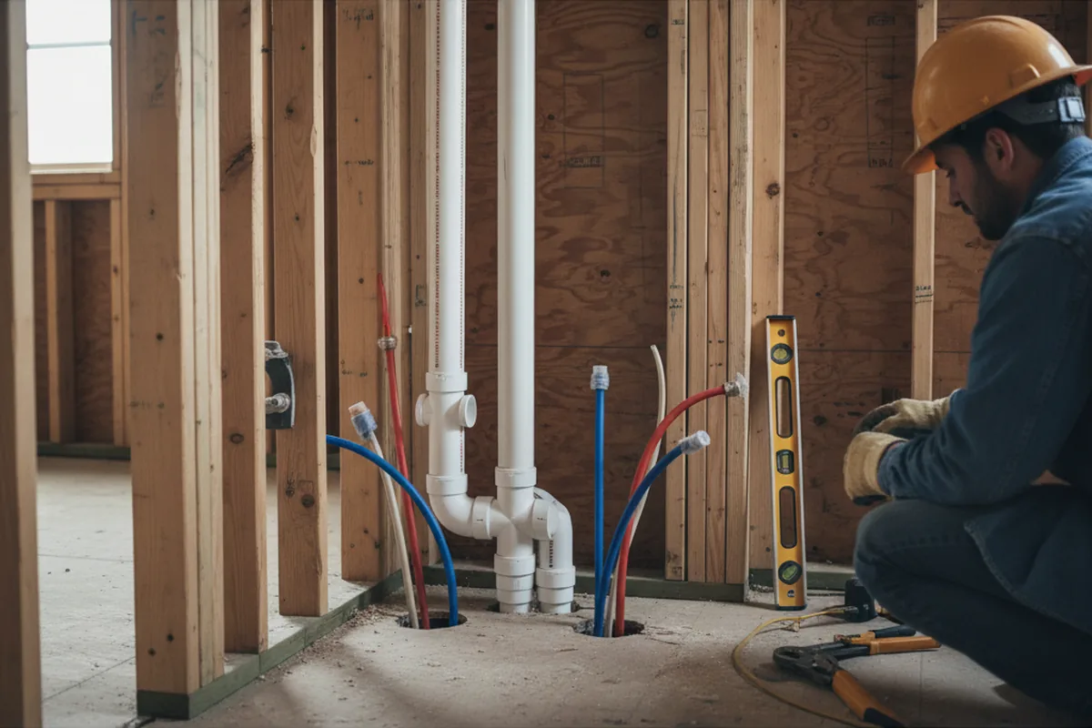 Drain and supply rough-in during Sump Pump Repair in Waimea